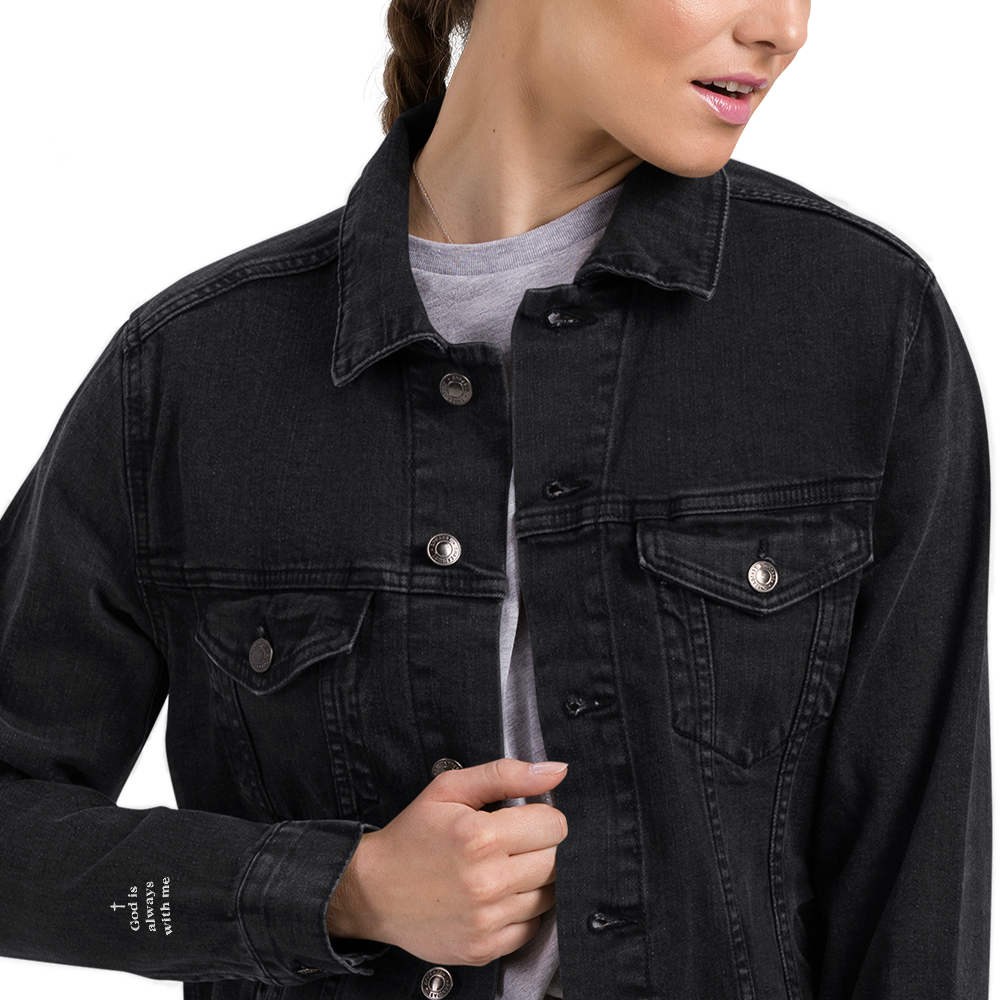 God is Always With Me - Black Denim Jacket